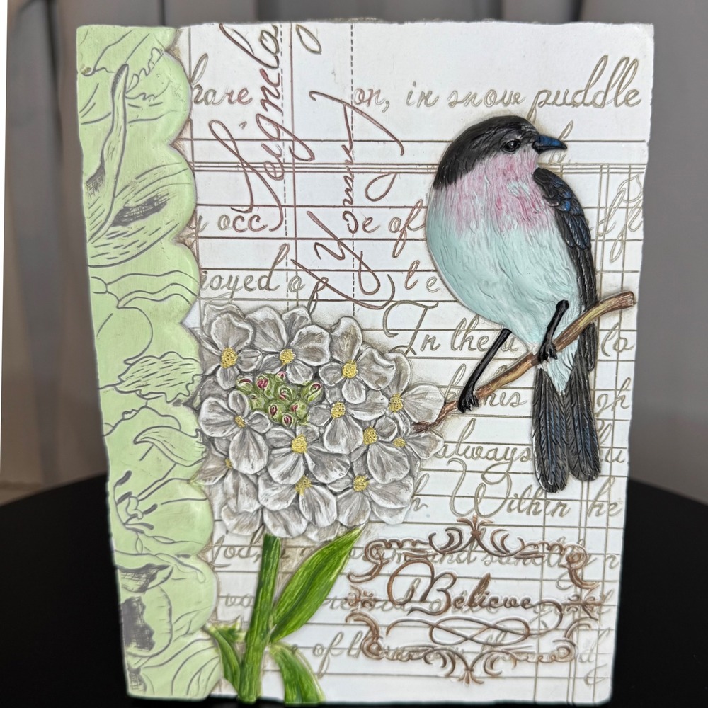 Textured Colorful Bird Wall Decor Cottagecore Floral Accent Wall Hanging Art‎